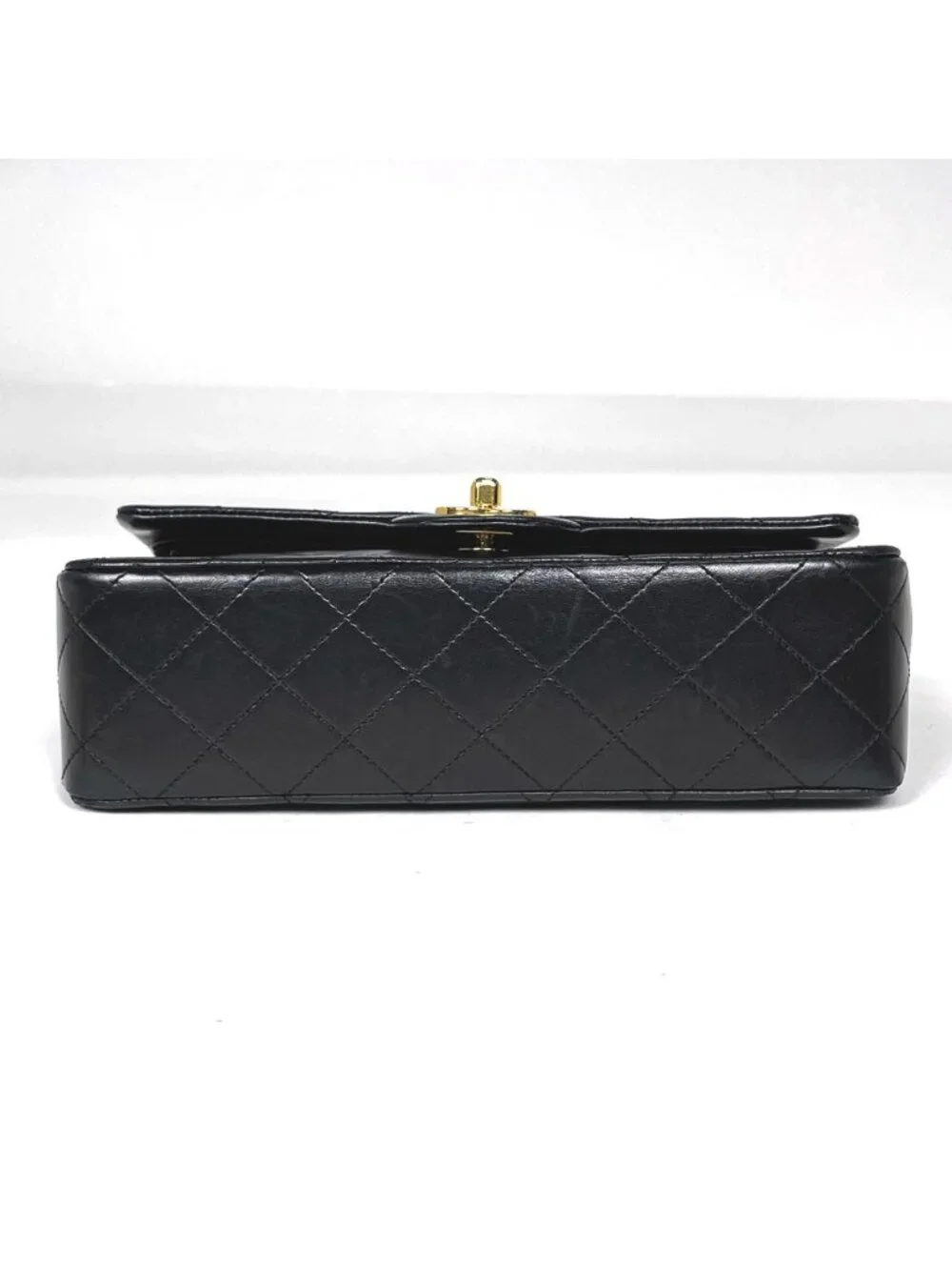 Chanel Quilted Shoulder Bag CC Logo Double Flap Leather Black